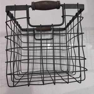 Vintage Wire Basket with Wooden Handle